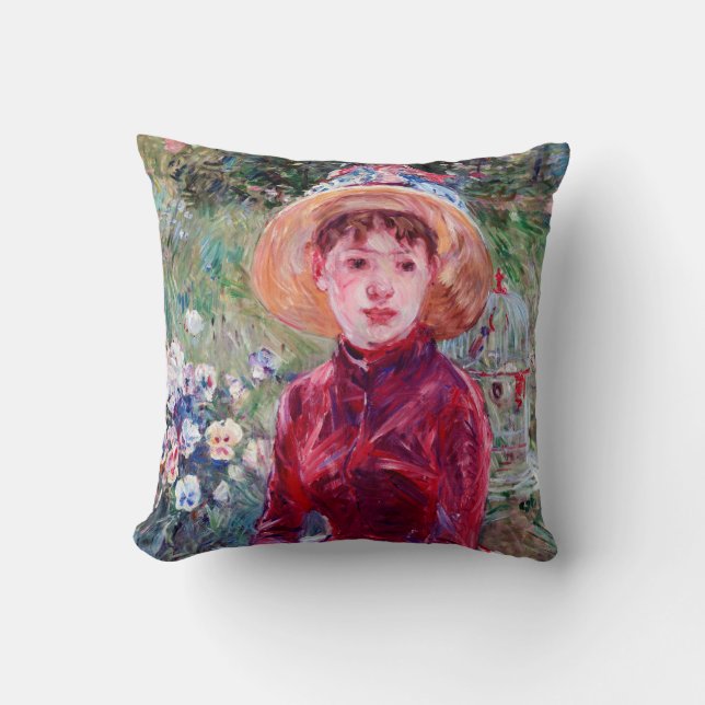Woman in Red, Berthe Morisot Cushion (Front)