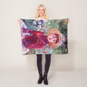 Woman in Red, Berthe Morisot Fleece Blanket