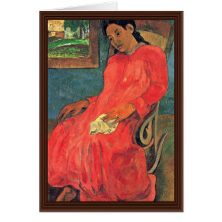 Woman In Red Dress By Paul Gauguin (Best Quality)