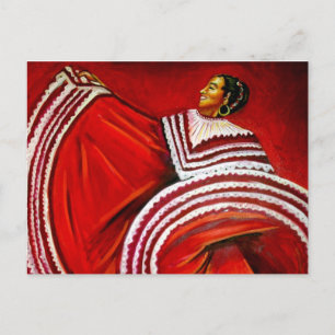 Woman in Red Dress Postcard