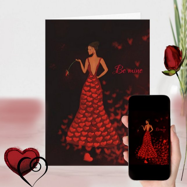 Woman in Red Dress Valentine's Day Card ( Woman in Red Dress Valentine's Day Card )