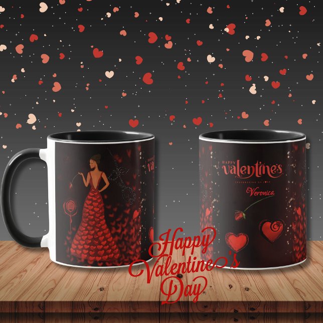 Woman in Red Dress Valentine's Mug (Woman in Red Dress Valentine's Mug)