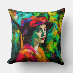Woman in Red Hat Cushion