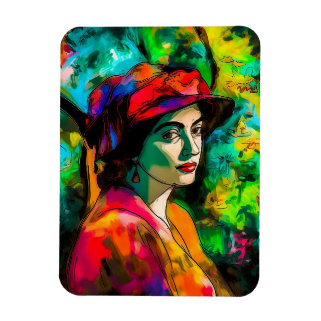 Woman in Red Hat Magnet (Vertical)