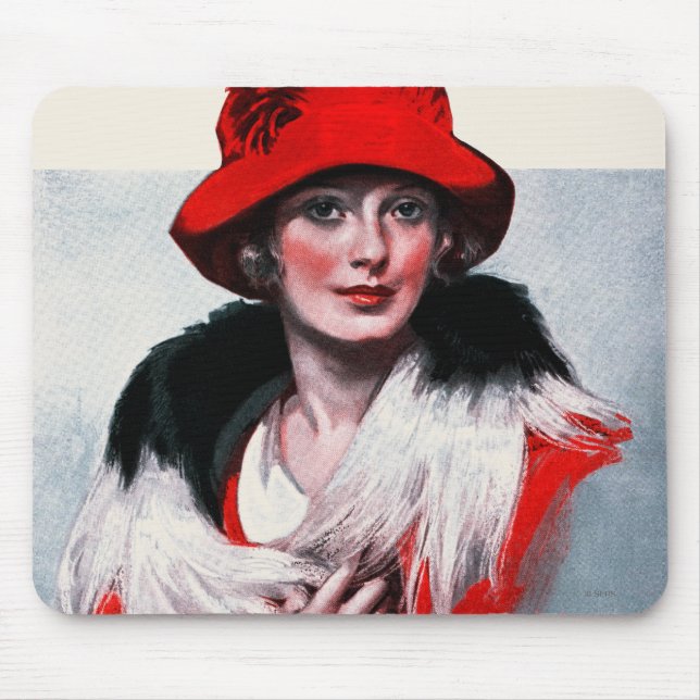 Woman in Red Hat Mouse Mat (Front)