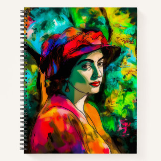 Woman in Red Hat Notebook