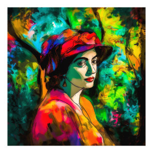 Woman in Red Hat Photo Print