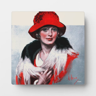 Woman in Red Hat Plaque