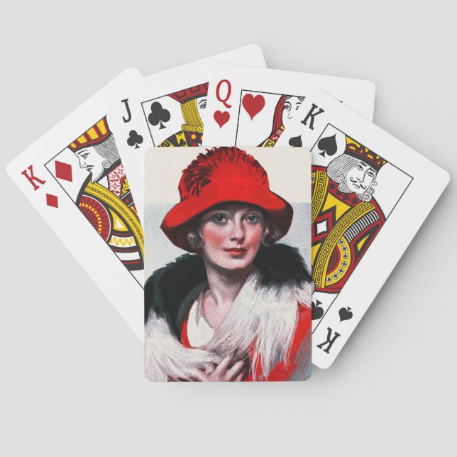 Woman in Red Hat Playing Cards (Back)