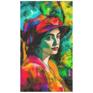 Woman in Red Hat Tablecloth