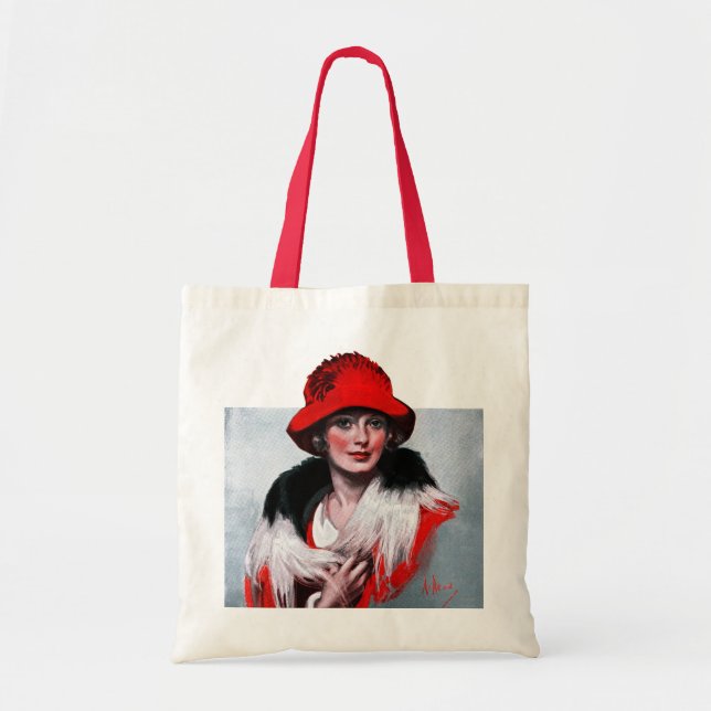 Woman in Red Hat Tote Bag (Front)