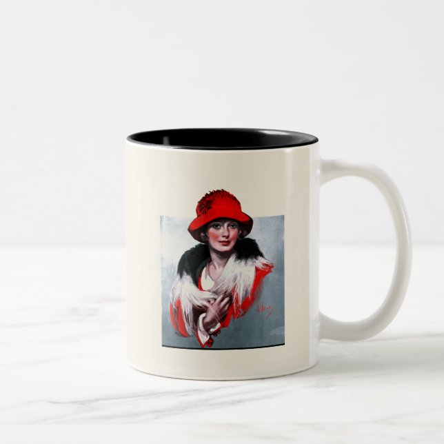 Woman in Red Hat Two-Tone Coffee Mug (Right)