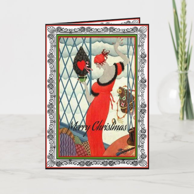 Woman in Red Holiday Card (Front)