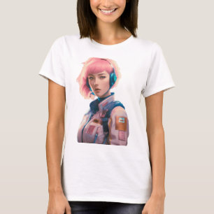 Woman in sci-fi style T-Shirt