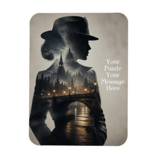 Woman in skyline London landscape Magnet