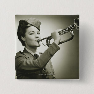 Woman in Soldier Uniform 15 Cm Square Badge