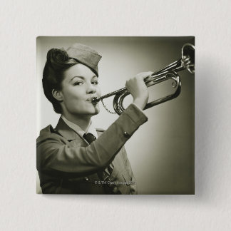 Woman in Soldier Uniform 15 Cm Square Badge