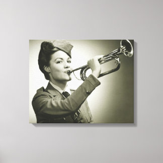 Woman in Soldier Uniform Canvas Print