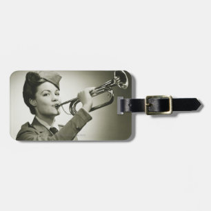 Woman in Soldier Uniform Luggage Tag