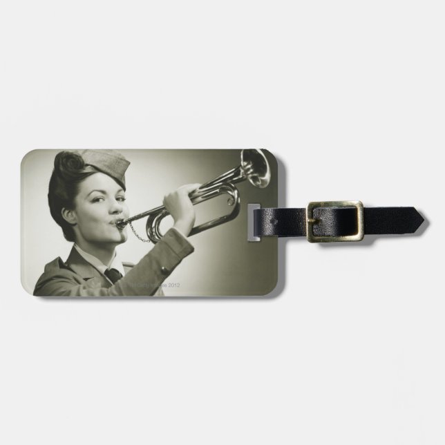 Woman in Soldier Uniform Luggage Tag (Front Horizontal)