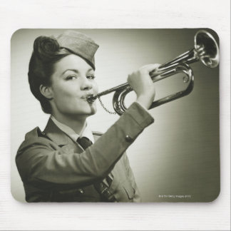 Woman in Soldier Uniform Mouse Mat