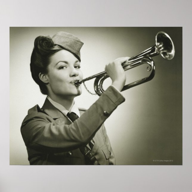 Woman in Soldier Uniform Poster (Front)