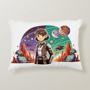 Woman in space uniform decorative cushion