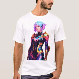 Woman In Spacesuit Anime Style T-Shirt