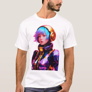 Woman In Spacesuit Anime Style T-Shirt