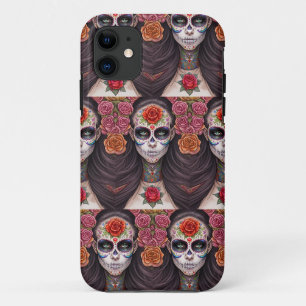 Woman in Sugar Skull Makeup - Sugar Skull Art iPhone 11 Case