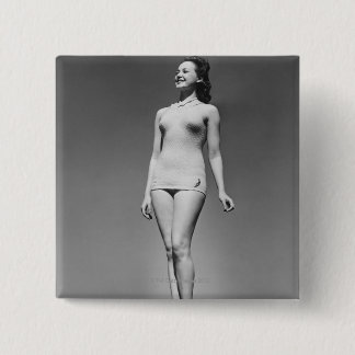 Woman in Swimsuit 15 Cm Square Badge