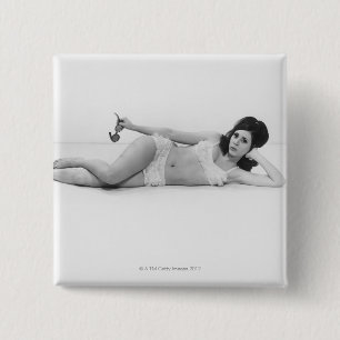 Woman in Swimwear 15 Cm Square Badge