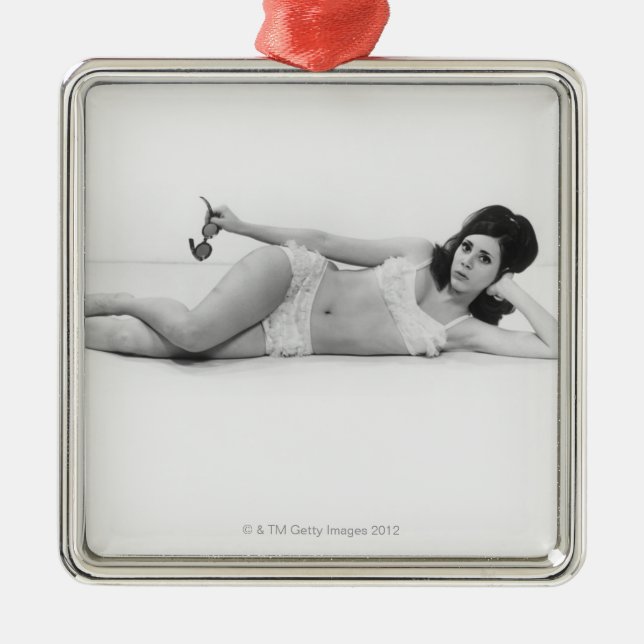 Woman in Swimwear Metal Tree Decoration (Front)