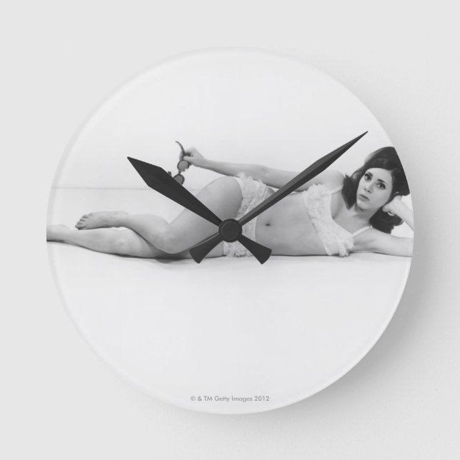 Woman in Swimwear Round Clock (Front)