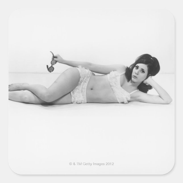 Woman in Swimwear Square Sticker (Front)