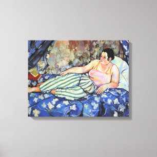 Woman in the Blue Bedroom (by Suzanne Valadon) Canvas Print