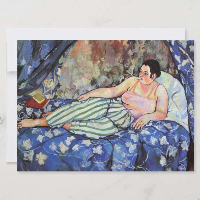Woman in the Blue Bedroom (by Suzanne Valadon) Card (Front)