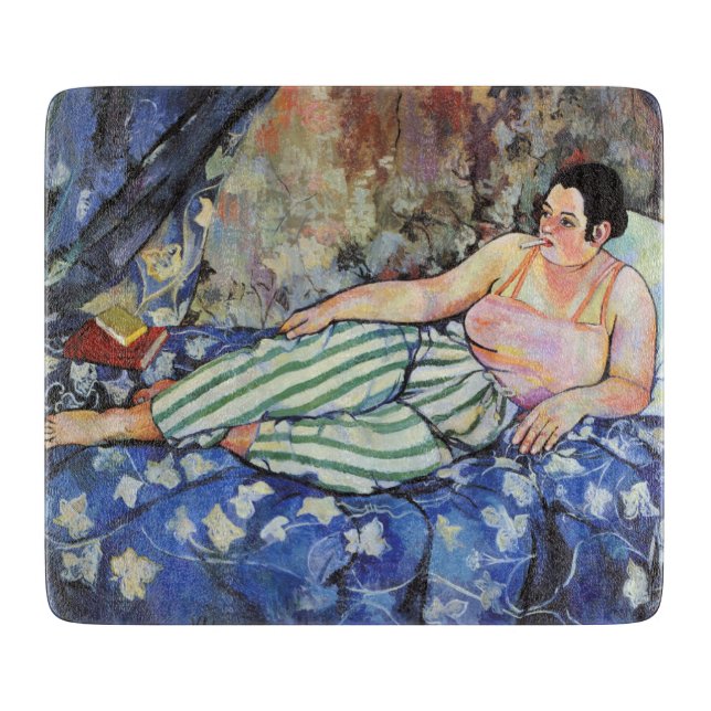 Woman in the Blue Bedroom (by Suzanne Valadon) Cutting Board (Front)