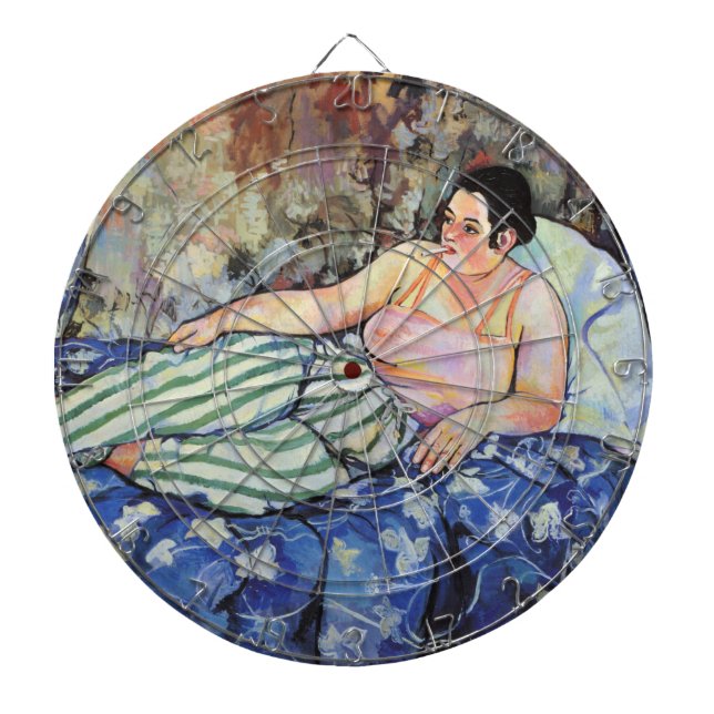 Woman in the Blue Bedroom (by Suzanne Valadon) Dartboard (Front)