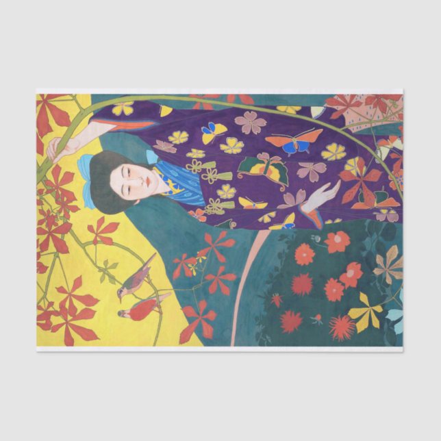 Woman in the Flower Garden, Goyō Hashiguchi Tissue Paper (Front)