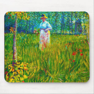 Woman in the Garden by Vincent Van Gogh Mouse Mat