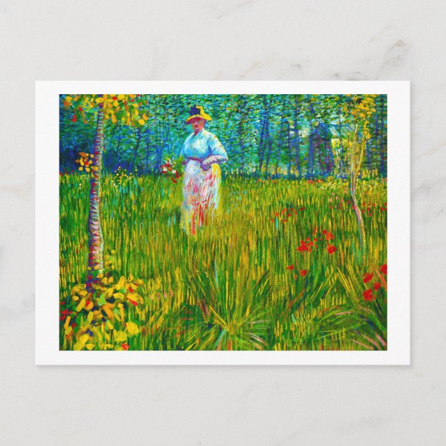 Woman in the Garden by Vincent Van Gogh Postcard (Front)