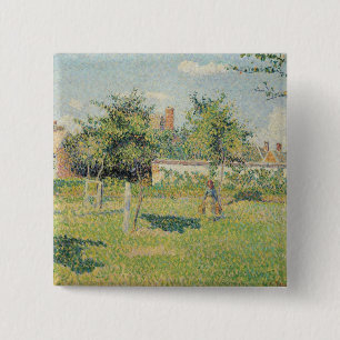 Woman in the Meadow at Eragny, Spring, 1887 15 Cm Square Badge