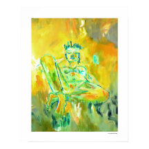Woman in the Meadow, Green Figurative 20x16 Prints