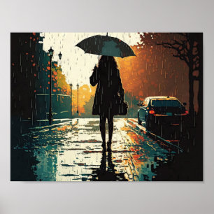 Woman in the rain poster