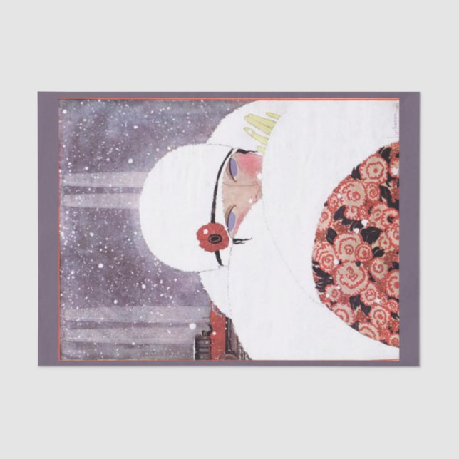 WOMAN IN THE SNOW,WINTER BEAUTY FASHION TISSUE PAPER (Front)