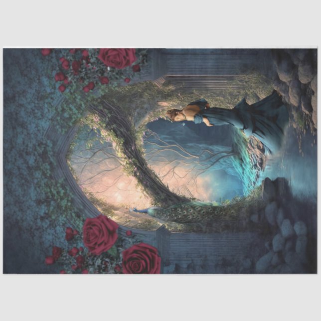 Woman in the Woods Fantasy Portrait Art Tissue Paper (Front)