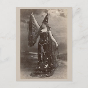 Woman in Vintage Victorian Witch Costume Postcard