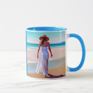 Woman in White on the Beach Mug