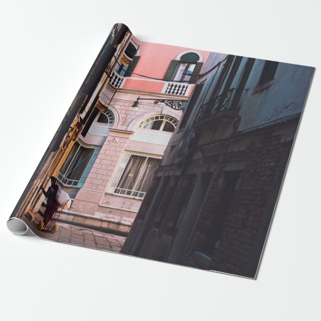 WOMAN IN WHITE SHIRT AND BLACK PANTS WALKING ON SI WRAPPING PAPER (Unrolled)